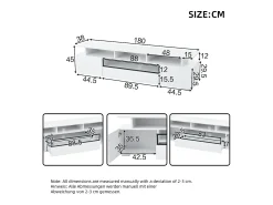 Discount Hauss Spole Móvel TV com 2 portas, LED e 1 gaveta, arrumação multicamada 180x38x45cm Branco
