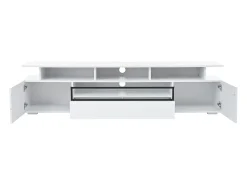 Discount Hauss Spole Móvel TV com 2 portas, LED e 1 gaveta, arrumação multicamada 180x38x45cm Branco