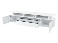Discount Hauss Spole Móvel TV com 2 portas, LED e 1 gaveta, arrumação multicamada 180x38x45cm Branco