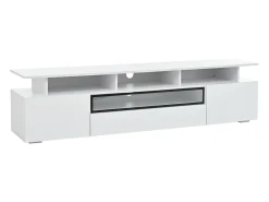 Discount Hauss Spole Móvel TV com 2 portas, LED e 1 gaveta, arrumação multicamada 180x38x45cm Branco