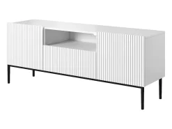 Móvel De Tv* Móvel TV com 2 portas e 1 gaveta com pé em metal preto 150x45 cm Branco