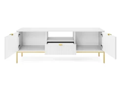 Móvel De Tv| Móvel TV: , dourado, 154 x 56 x 39 cm, puxadores dourados Branco