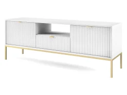 Móvel De Tv| Móvel TV: , dourado, 154 x 56 x 39 cm, puxadores dourados Branco