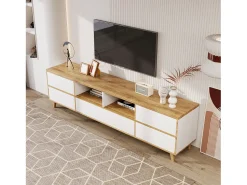 Móvel De Tv*Hauss Spole Móvel TV e madeira com 5 portas, 175x37x51 cm, MDF Branco