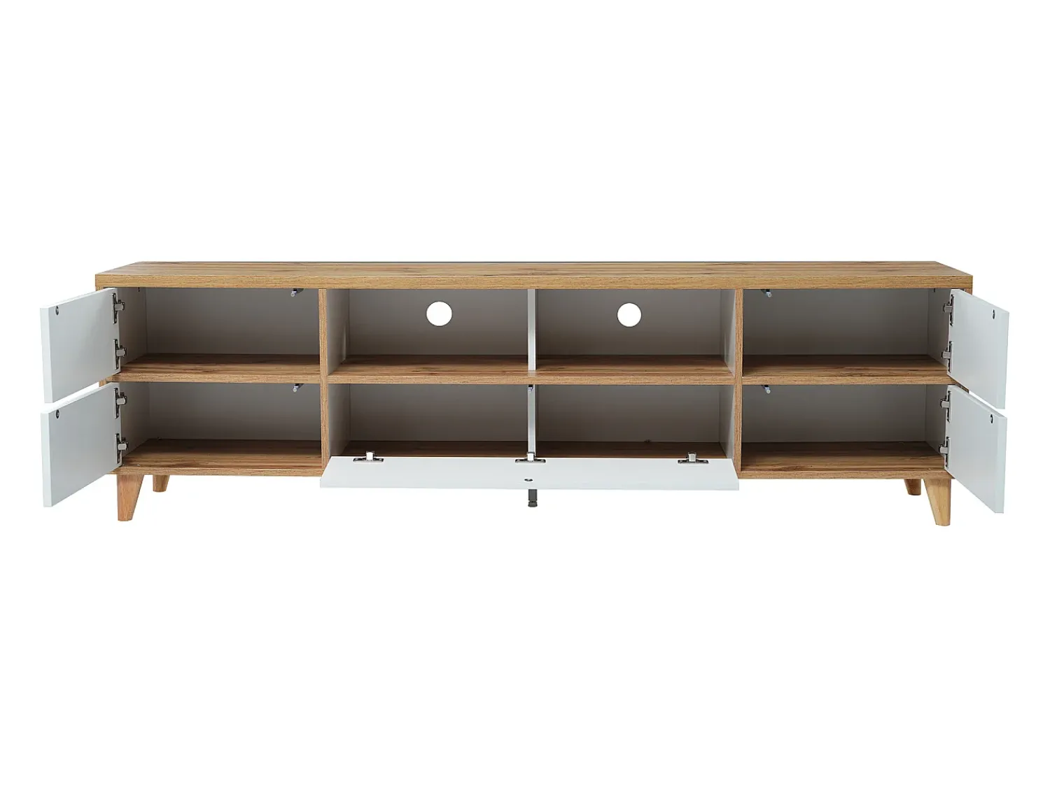 Móvel De Tv*Hauss Spole Móvel TV e madeira com 5 portas, 175x37x51 cm, MDF Branco