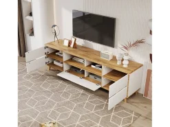 Móvel De Tv*Hauss Spole Móvel TV e madeira com 5 portas, 175x37x51 cm, MDF Branco