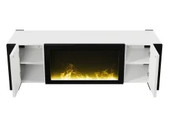 Móvel De Tv|Hauss Spole Móvel TV branco e com 2 portas, efeito chama, 165x55x32 cm Preto