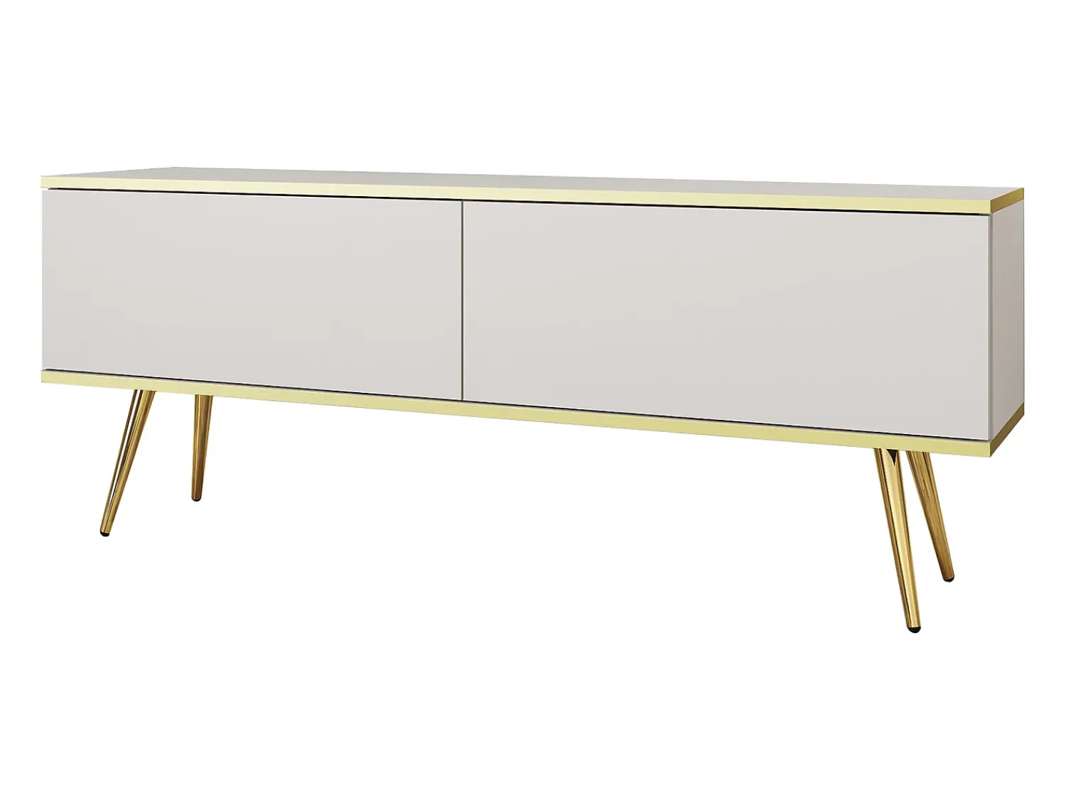 New Móvel TV, , Patas Doradas, 135 x 30 x 32 cm, Push to Open Branco