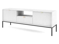 Móvel TV: , Preto, 154 x 56 x 39 cm, puxadores dourados Branco