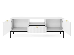 Móvel TV: , Preto, 154 x 56 x 39 cm, puxadores dourados Branco