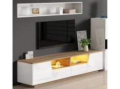 Merax Móvel TV brilhante - 180 x 40 x 46 cm - com 2 gavetas + 2 portas Móvel TV + LEDs - aglomerado -^ Móvel De Tv