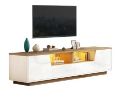 Merax Móvel TV brilhante - 180 x 40 x 46 cm - com 2 gavetas + 2 portas Móvel TV + LEDs - aglomerado -^ Móvel De Tv