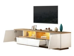 Merax Móvel TV brilhante - 180 x 40 x 46 cm - com 2 gavetas + 2 portas Móvel TV + LEDs - aglomerado -^ Móvel De Tv