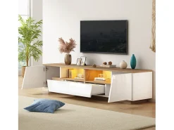 Merax Móvel TV brilhante - 180 x 40 x 46 cm - com 2 gavetas + 2 portas Móvel TV + LEDs - aglomerado -^ Móvel De Tv
