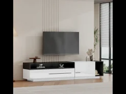 Hot Merax Móvel TV brilhante com 1 porta e 1 gaveta - 170 x 38 x 42 cm - Aglomerado - e preto Branco