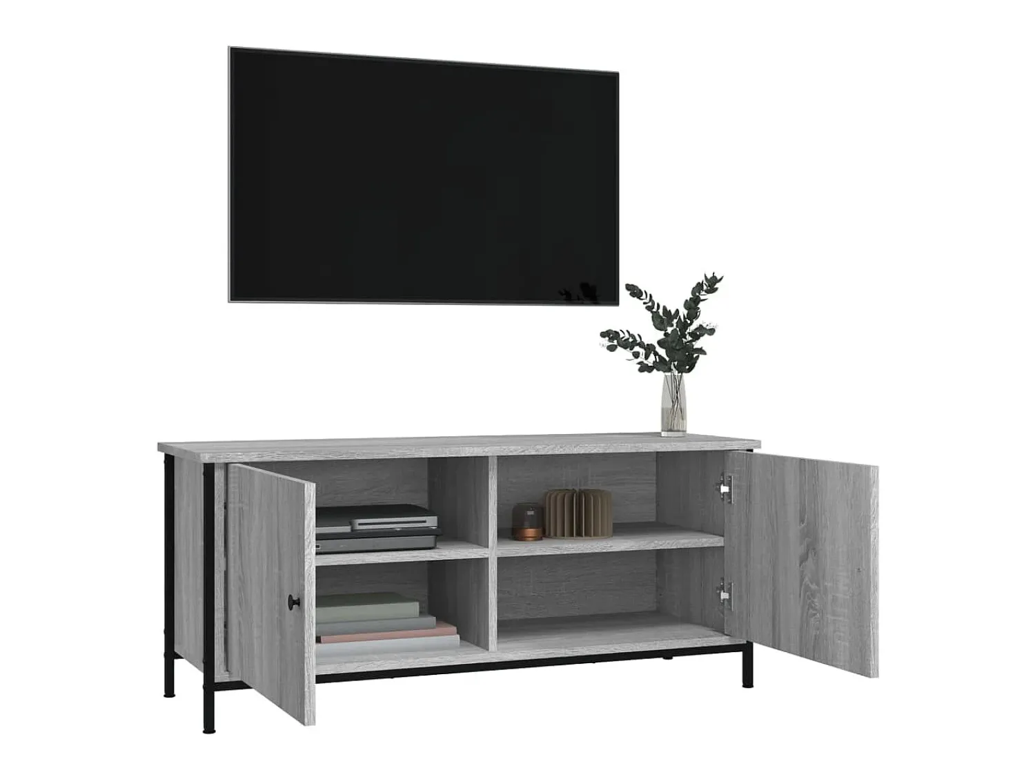 New Móvel TV c/ portas 102x35x45 cm deriv. madeira sonoma PT619638 Cinzento