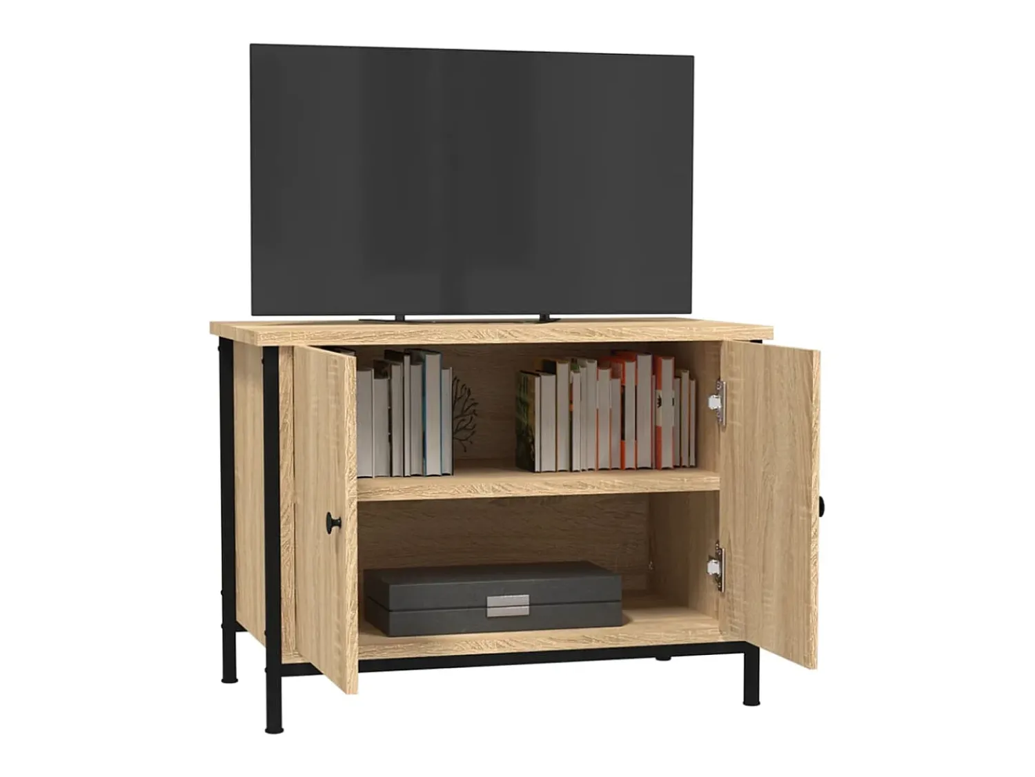 Móvel TV c/ portas 60x35x45 cm deriv. madeira carvalho sonoma PT895015 Castanho