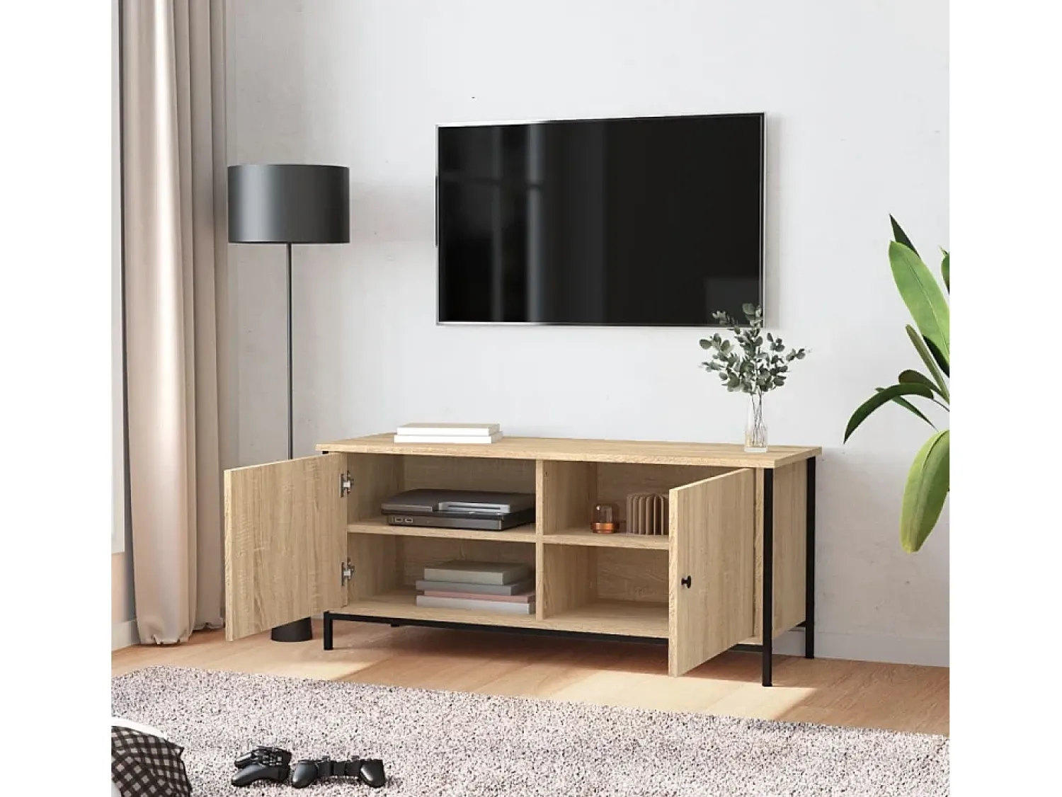Móvel De Tv* Móvel TV c/ portas 102x35x45cm deriv. madeira carvalho sonoma PT833950 Castanho