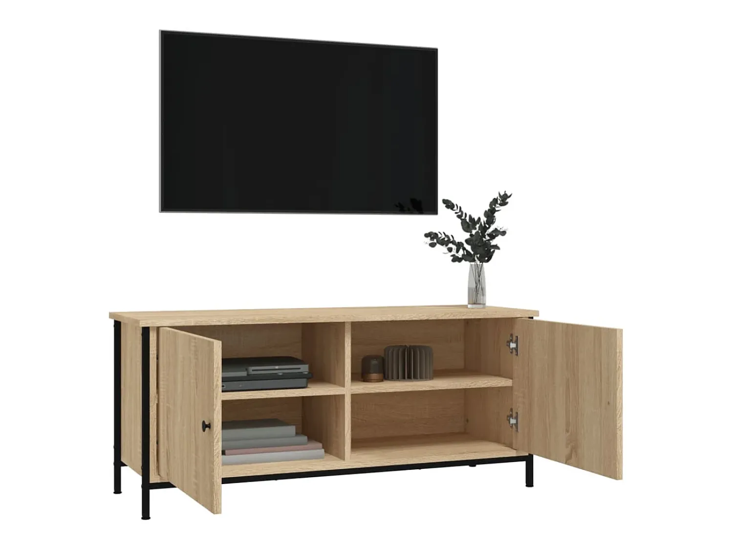 Móvel De Tv* Móvel TV c/ portas 102x35x45cm deriv. madeira carvalho sonoma PT833950 Castanho