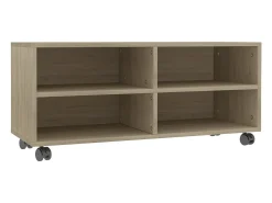 Móvel De Tv| Móvel TV c/ rodas 90x35x35 cm contraplacado cor carvalho sonoma PT650267 Castanho