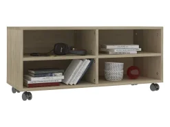 Móvel De Tv| Móvel TV c/ rodas 90x35x35 cm contraplacado cor carvalho sonoma PT650267 Castanho