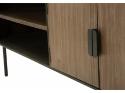 Dmora Móvel TV Cannon, Aparador sala, Armário baixo para TV, Base de parede equipada, 150x42 h58 cm, Cinza e Castanho^ Móvel De Tv