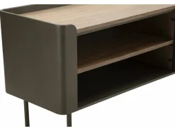 Dmora Móvel TV Cannon, Aparador sala, Armário baixo para TV, Base de parede equipada, 150x42 h58 cm, Cinza e Castanho^ Móvel De Tv