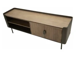 Dmora Móvel TV Cannon, Aparador sala, Armário baixo para TV, Base de parede equipada, 150x42 h58 cm, Cinza e Castanho^ Móvel De Tv