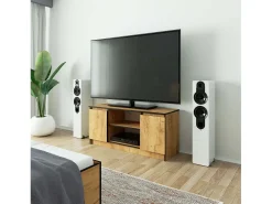 Móvel De Tv*Akord Móvel TV Carvalho com 2 Portas, 1 Prateleira - 120 cm Cinza antracite / Branco