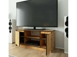 Móvel De Tv*Akord Móvel TV Carvalho com 2 Portas, 1 Prateleira - 120 cm Cinza antracite / Branco