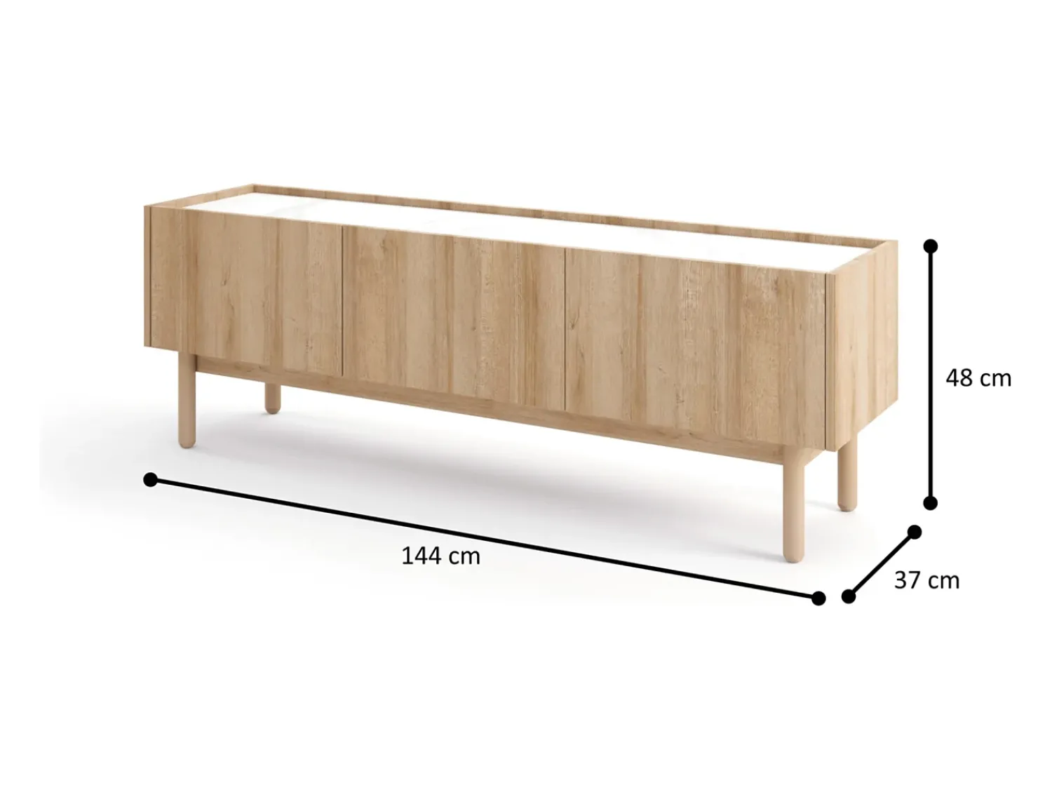Móvel TV: Carvalho Riviera, 144 x 48 x 37 cm Castanho