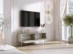 Móvel De Tv| Móvel TV: Caxemira, patas cromadas, 140 x 52 x 32 cm Bege