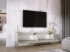 Móvel De Tv| Móvel TV: Caxemira, patas cromadas, 140 x 52 x 32 cm Bege