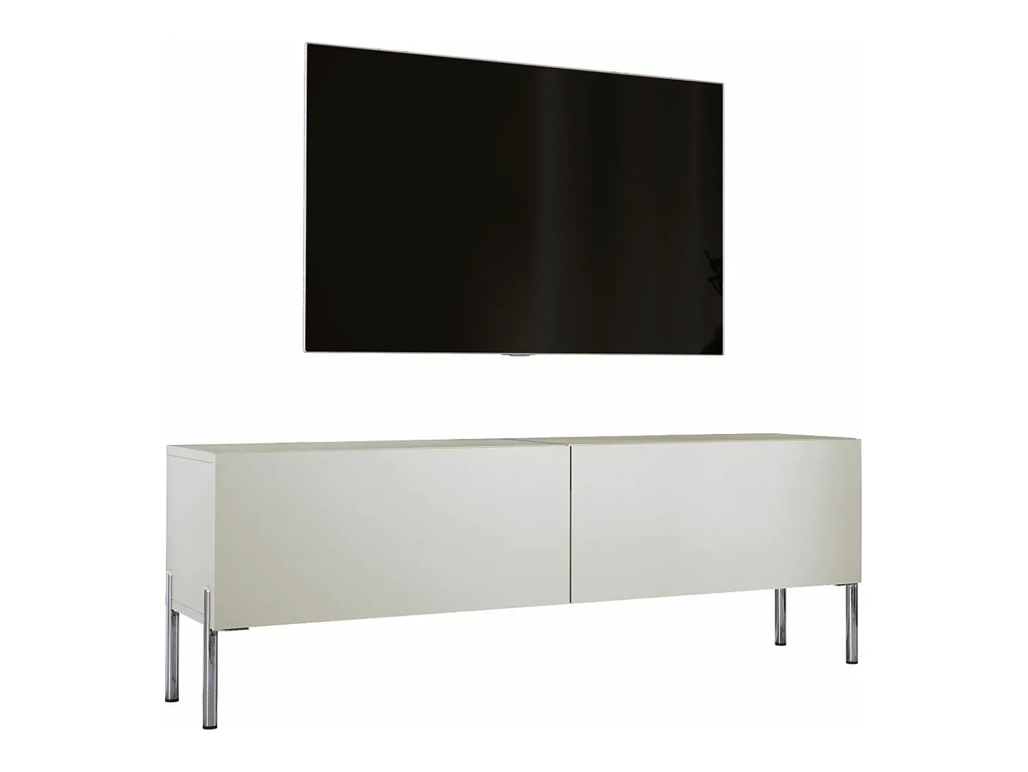 Móvel De Tv| Móvel TV: Caxemira, patas cromadas, 140 x 52 x 32 cm Bege