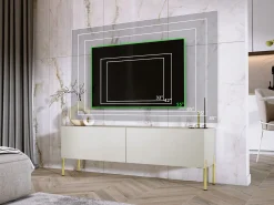 Best Móvel TV: Caxemira, patas douradas, 140 x 52 x 32 cm Bege