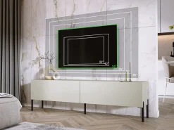 Móvel De Tv| Móvel TV: Caxemira, patas pretas, 170 x 52 x 32 cm Bege