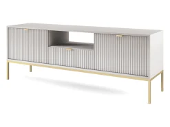 Móvel De Tv* Móvel TV: cinza, dourado, 154 x 56 x 39 cm, puxadores dourados Cinzento
