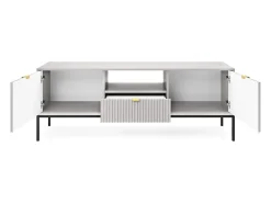 Móvel De Tv* Móvel TV: cinza, Preto, 154 x 56 x 39 cm, puxadores dourados Cinzento