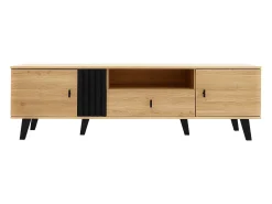 Clearance Hauss Spole Móvel TV claro natural e preto com 2 portas e 1 gaveta, 170x40x50,5cm Natural claro