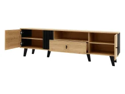Clearance Hauss Spole Móvel TV claro natural e preto com 2 portas e 1 gaveta, 170x40x50,5cm Natural claro