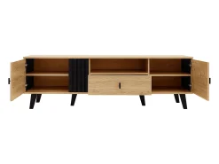 Clearance Hauss Spole Móvel TV claro natural e preto com 2 portas e 1 gaveta, 170x40x50,5cm Natural claro