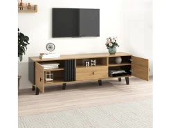 Clearance Hauss Spole Móvel TV claro natural e preto com 2 portas e 1 gaveta, 170x40x50,5cm Natural claro