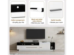 Móvel De Tv|ModernLuxe Móvel TV 170cm - 1 gaveta grande e 3 compartimentos - Branco e Preto Preto / Branco