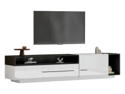 Móvel De Tv|ModernLuxe Móvel TV 170cm - 1 gaveta grande e 3 compartimentos - Branco e Preto Preto / Branco