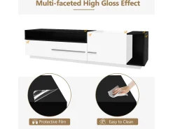 Móvel De Tv|ModernLuxe Móvel TV 170cm - 1 gaveta grande e 3 compartimentos - Branco e Preto Preto / Branco