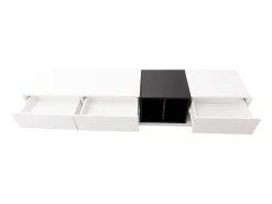 Móvel De Tv*ModernLuxe Móvel TV 190cm - 3 gavetas e 2 compartimentos - brilhante e preto Branco