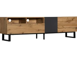 ModernLuxe Móvel TV 180cm - 2 gavetas e 5 compartimentos - estilo industrial - Natural^ Móvel De Tv
