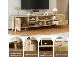 Clearance ModernLuxe Móvel TV 160cm - 1 porta、2 gavetas e 4 compartimentos - Natural Natural claro