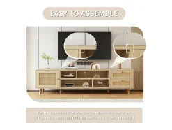 Clearance ModernLuxe Móvel TV 160cm - 1 porta、2 gavetas e 4 compartimentos - Natural Natural claro
