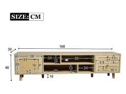 Clearance ModernLuxe Móvel TV 160cm - 1 porta、2 gavetas e 4 compartimentos - Natural Natural claro